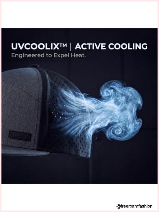 Cooling Sweatband Flat Bill Baseball Cap, UPF 50+, Water Repellent Snapback Hat